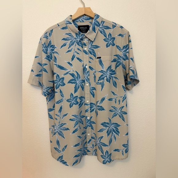O’Neill TRVLR Traverse Relaxed Fit UPF Button-Up Shirt XL Khaki Blue Floral - Picture 2 of 7